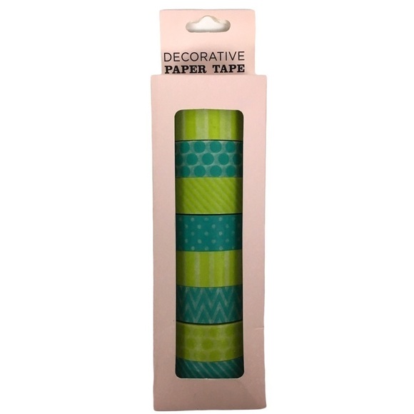 ELUM DESIGNS Washi Paper Tape Decorative Teal Lime 8 Rolls Scrapbooking NWT - Picture 1 of 5
